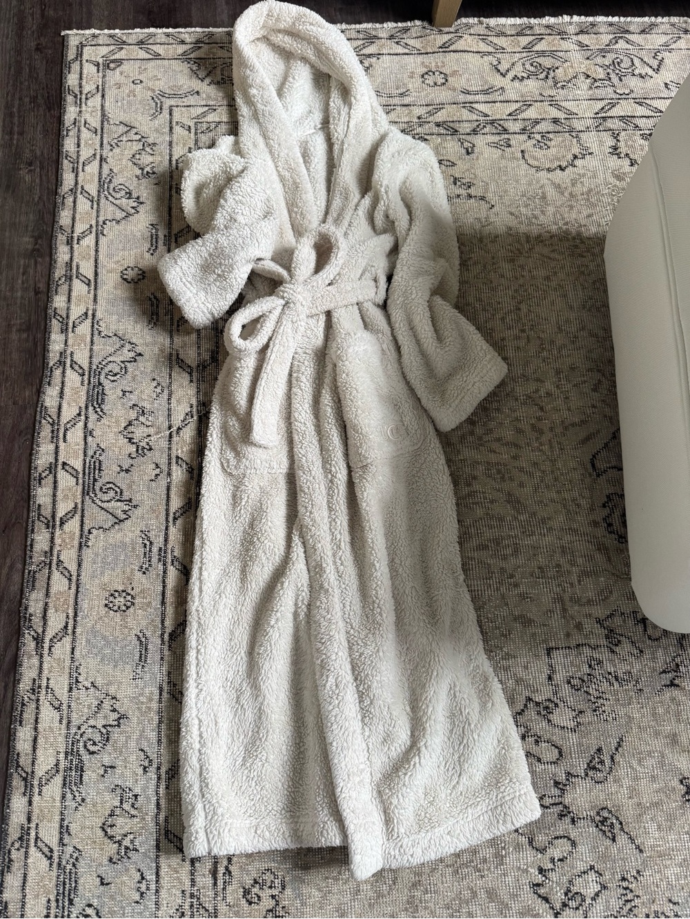 UGG Cream Plush Hooded Bathrobe with Belt